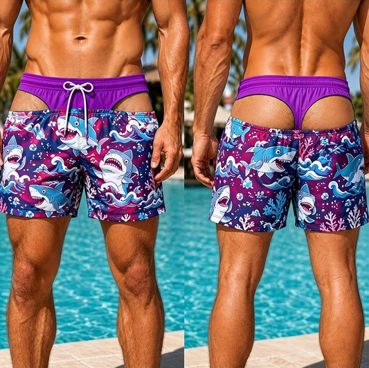 New 3D Print Fun Butt Prank Pattern Swim Trunks for Men Floral Hawaii Style Quick Dry Beach Shorts Summer Personality Boyfriend